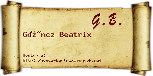 Göncz Beatrix névjegykártya
